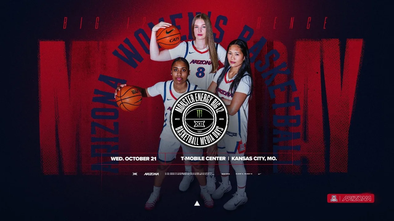 Arizona Wildcats women's basketball: promotional graphic featuring basketball players