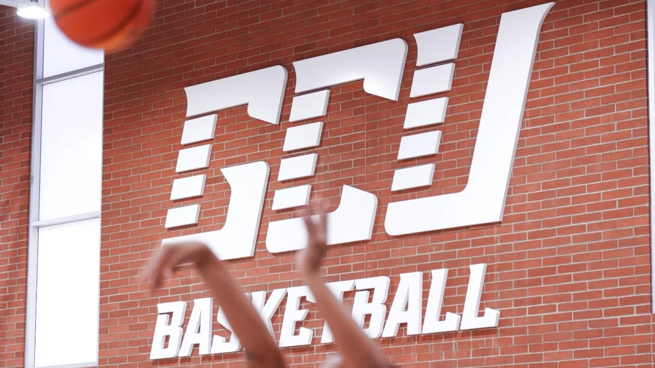 Grand Canyon Lopes women's basketball: GCU Basketball lettering on an arena wall