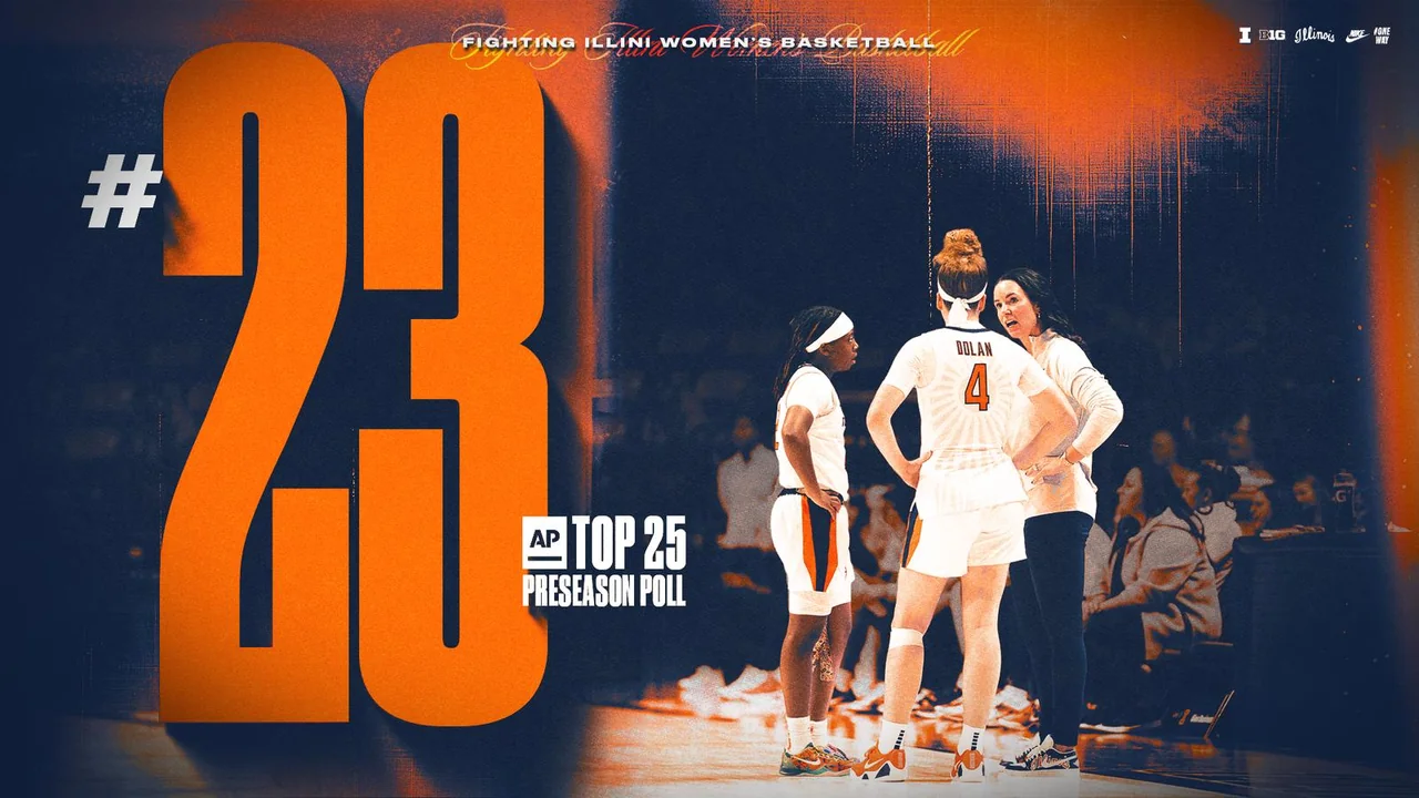 Illinois Fighting Illini women's basketball: promotional graphic highlighting a player in uniform