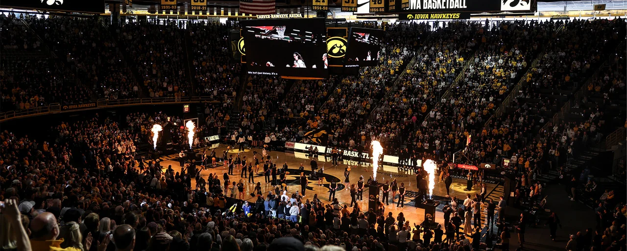 Iowa Hawkeyes women's basketball: fans gathered inside the basketball arena before a game