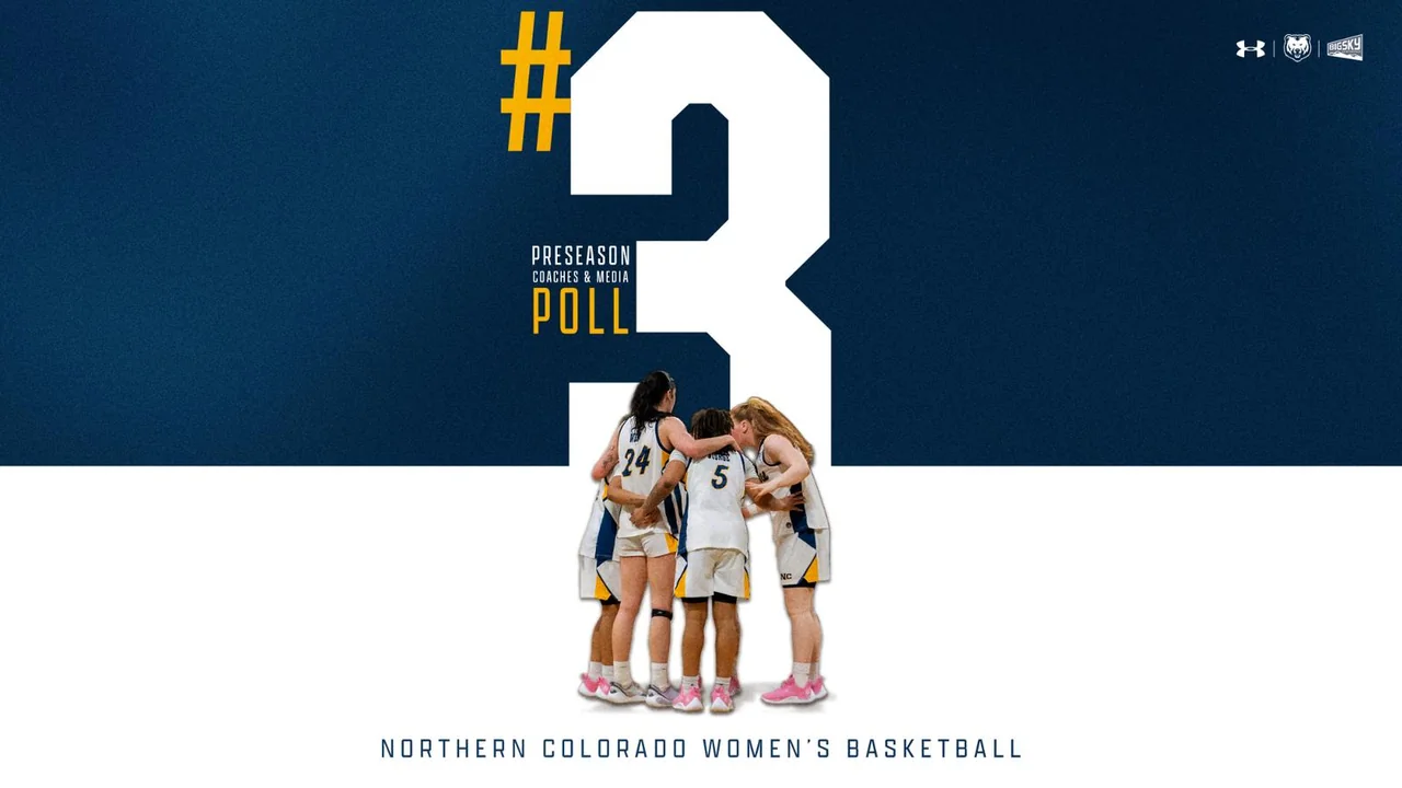 Northern Colorado Bears women's basketball: preseason poll announcement graphic featuring the team