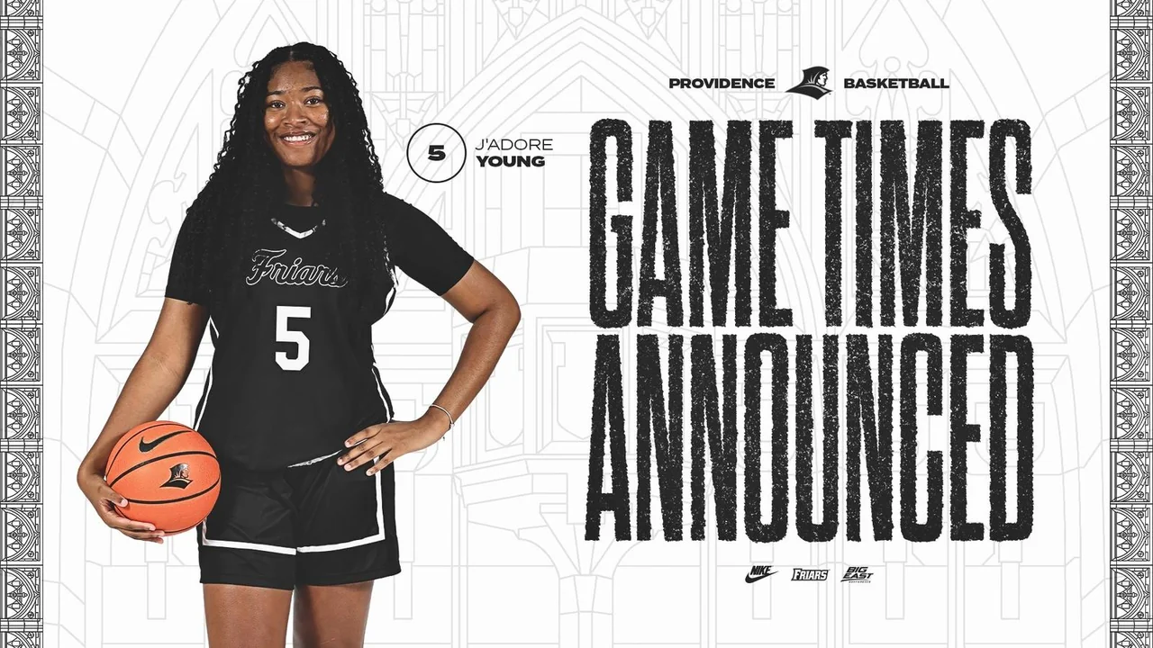 Providence Friars women's basketball: game-time announcement graphic featuring a player
