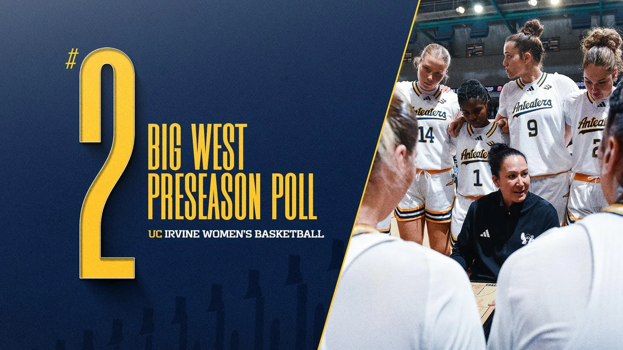 UC Irvine Anteaters women's basketball: Big West preseason poll announcement graphic featuring players