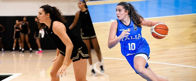 UCF Knights women's basketball: guard dribbling while an opponent defends