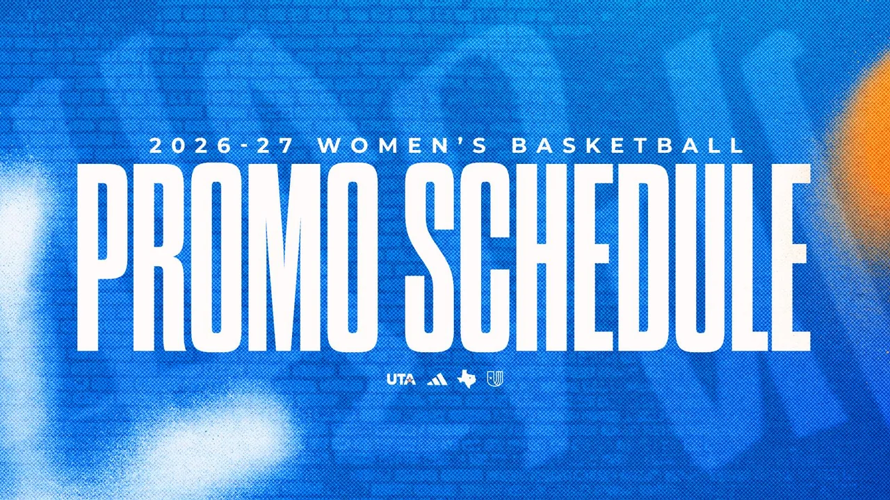 UT Arlington Mavericks women's basketball: promotional schedule announcement graphic in team colors
